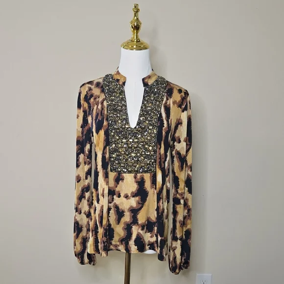 T-bags Leopard Print Embellished Women's Top Y2K Studded - Picture 1 of 6